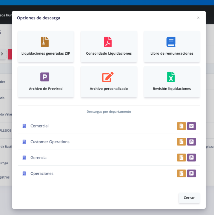 Nuevo panel para descargas en RRHH