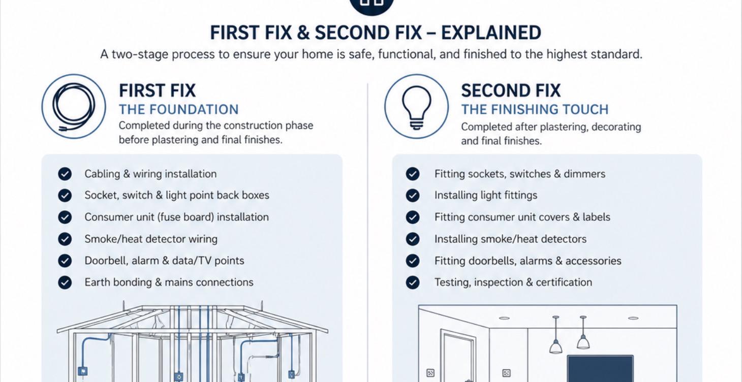 Electrical first fix and second fix