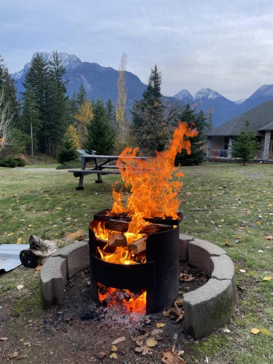 Quiet time by the fire pit. 