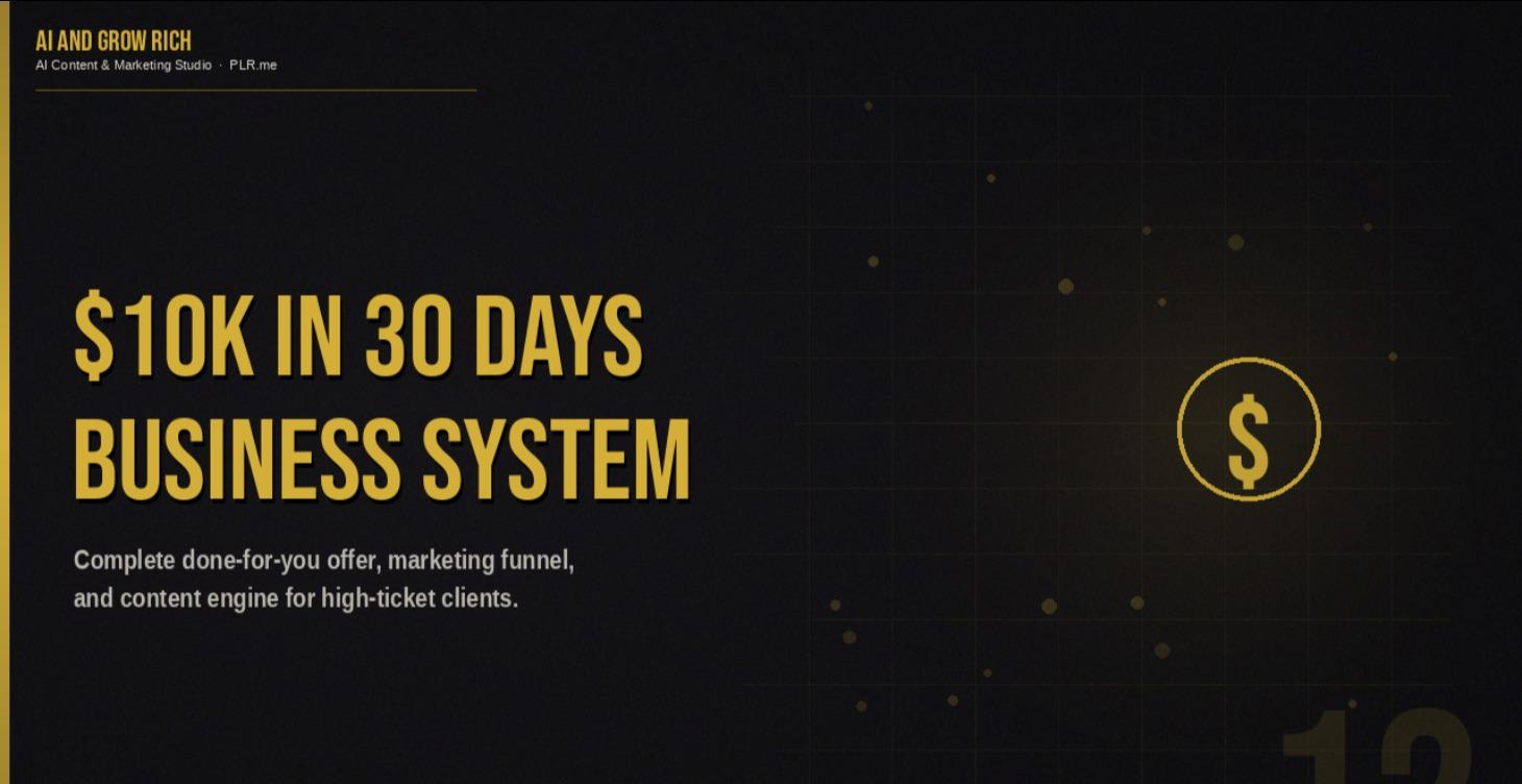 $10K IN 30 DAYS BUSINESS SYSTEM