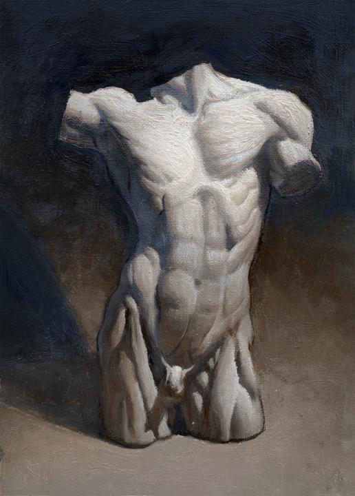 Cast Painting in Burnt Umber and Ultra. Blue