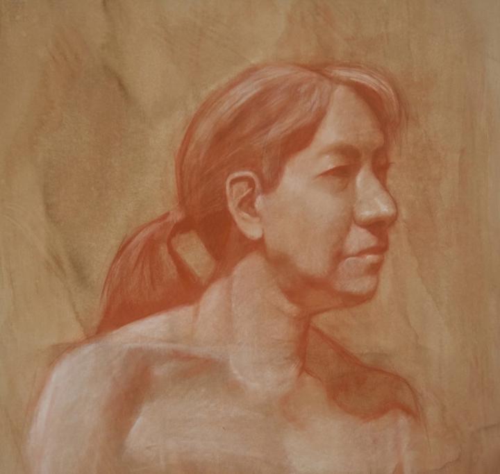 Conté Portrait on Toned Paper