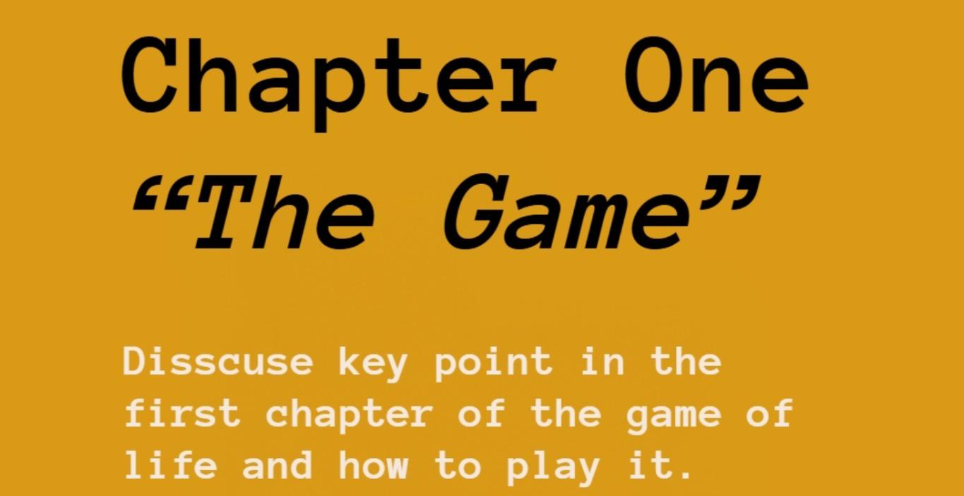 Key Points From Chapter 1: “The Game”