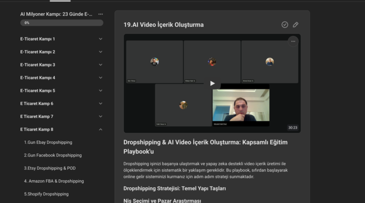 Kamp Online Eğitim Platformu Geliştirme