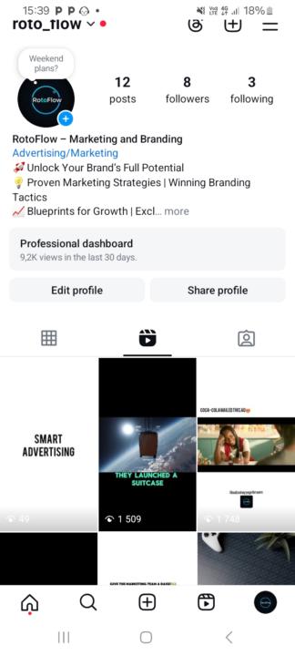 Faceless Instagram page on Marketing. 