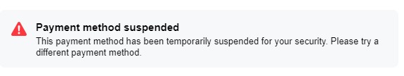 Facebook Payment Suspension