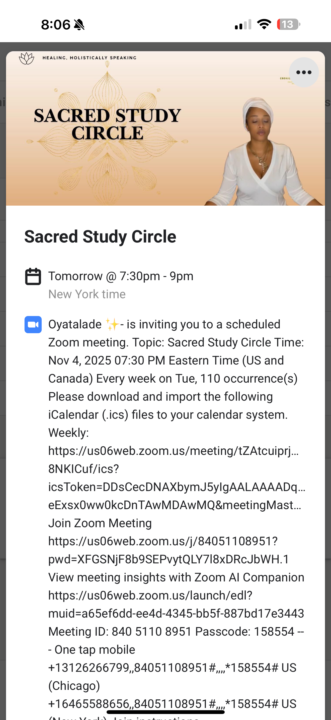 Sacred Study Circle happening tomorrow ✨