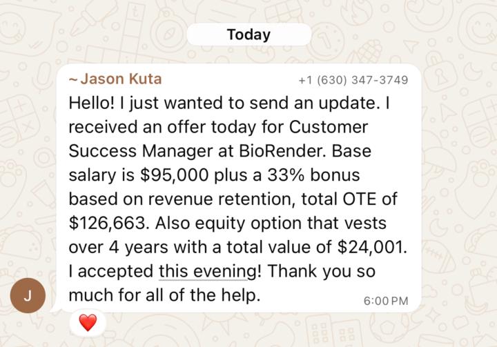 Jason, Client Success Manager accepted an offer🎉 95k Base + $126,663 OTE!