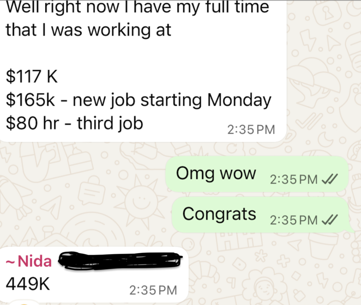 Nida, Program Manager, landed her third role, totaling $449K!