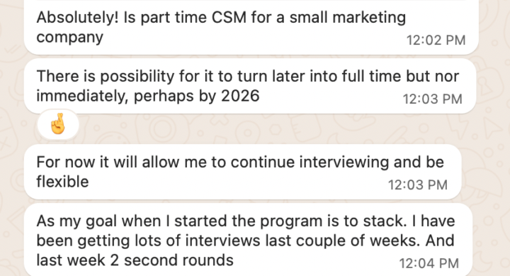 Jeanette, Customer Success Manager, landing a stackable CSM role!