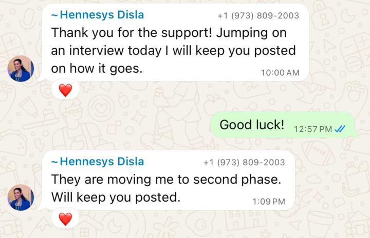 Hennesys, Client Success Manager, 2 interviews within a week of running JAS!