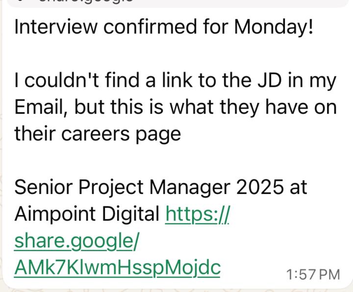 Drew, Project Manager, landed an interview for Monday!