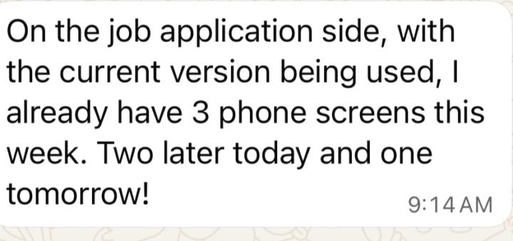Meredith, Program Manager, landed 3 interviews within 2 days of launching JAS!