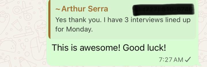 Arthur, Customer Success Manager landing 3 interviews!