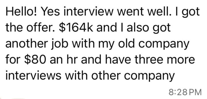 Nida, Program Manager, landed TWO great offers totaling $300K+