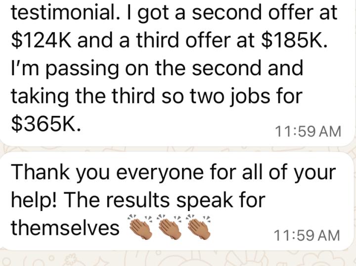 Anthony, Product Manager, accepted their third offer!!