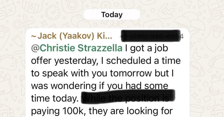 Jack Kimmel, Marketing Manager, getting a strong 100k offer!