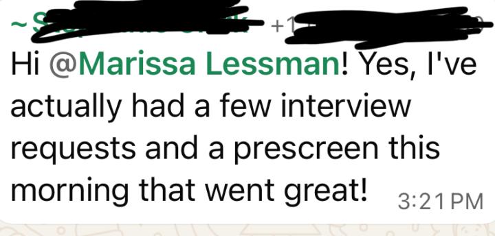 Stephanie, Marketing Manager, grabbing several interviews in week 1 of JAS!