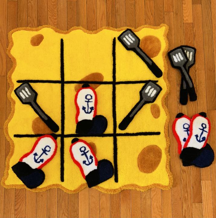 SpongeBob themed tic-tac-toe game rug! 