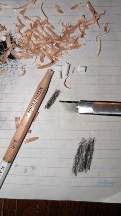 Breaking charcoal pencils