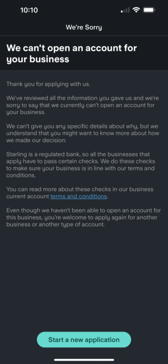 Being rejected by banks 