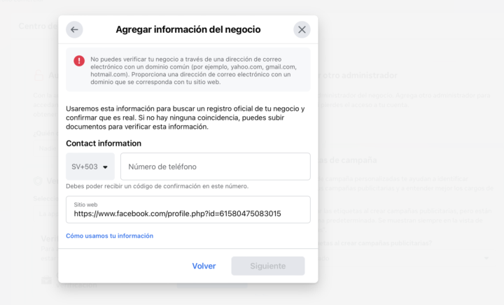 Verificacion del Business Manager