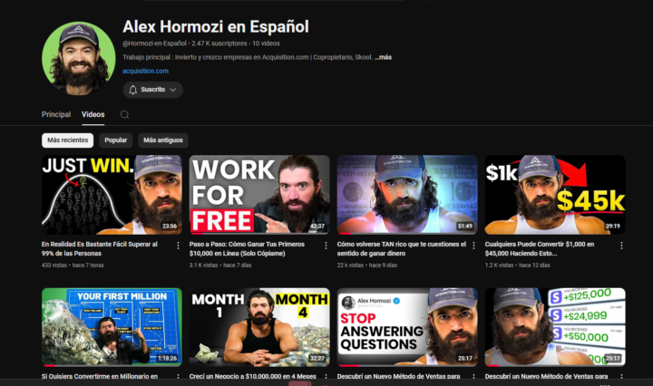 contenido de alex hormozi en español