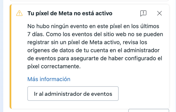 me figura pixel inactivo