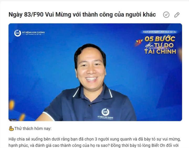 Ngày 83/F90 Vui Mừng với thành công của người khác
