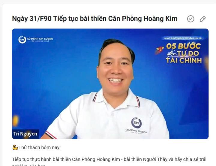 Ngày 31/F90 Tiếp tục bài thiền Căn Phòng Hoàng Kim