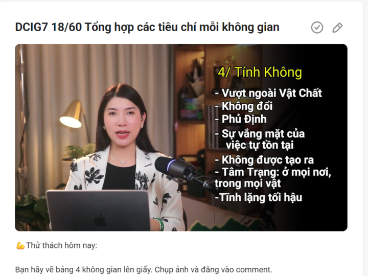 DCIG7 18/60 Tổng hợp các tiêu chí mỗi không gian