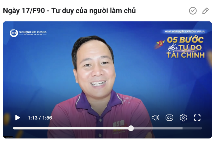 Ngày 17/F90 - Tư duy của người làm chủ 