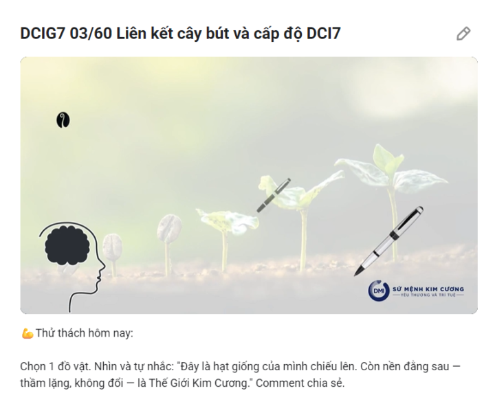 DCIG7 03/60 Liên kết cây bút và cấp độ DCI7