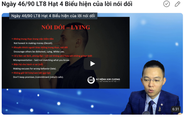 Ngày 46/90 DCI1 LT8 Hạt 4 Biểu hiện của lời nói dối