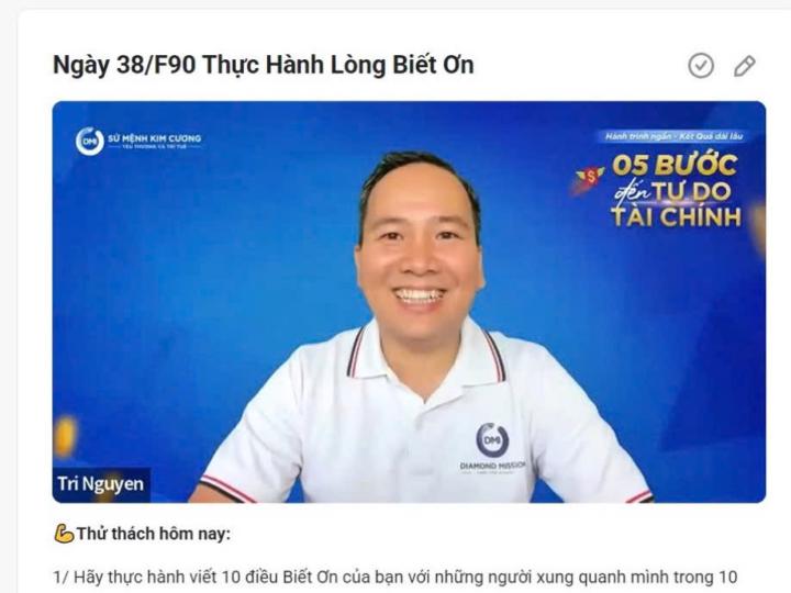 Ngày 38/F90 Thực Hành Lòng Biết Ơn