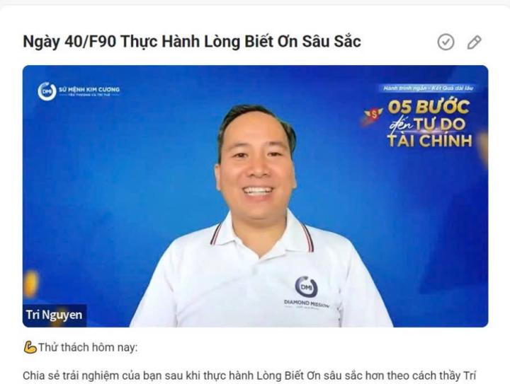 Ngày 40/F90 Thực Hành Lòng Biết Ơn Sâu Sắc