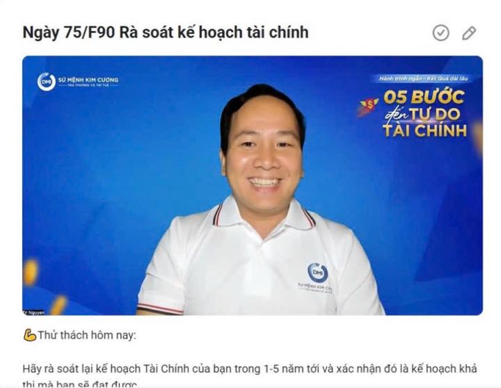 Ngày 75/F90 Rà soát kế hoạch tài chính