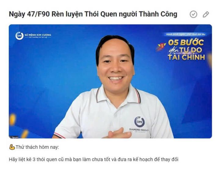 Ngày 47/F90 Rèn luyện Thói Quen người Thành Công