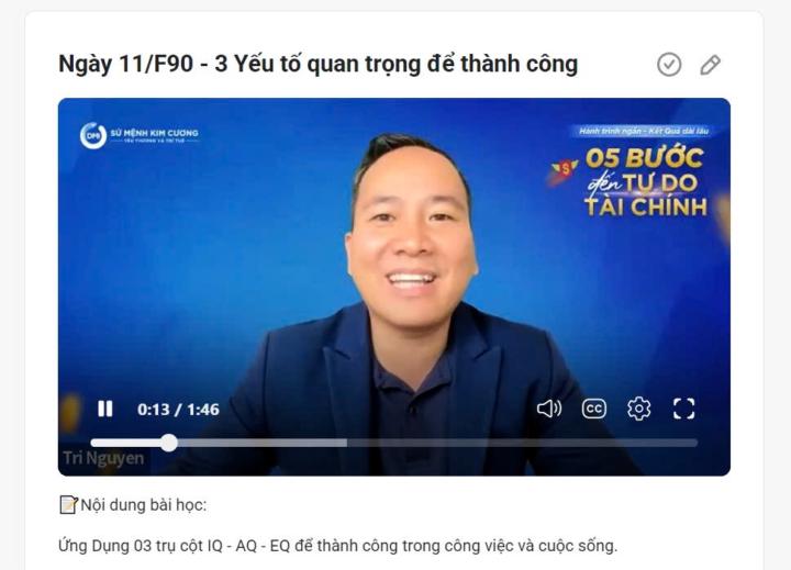 Ngày 11/F90 - 3 Yếu tố quan trọng để thành công