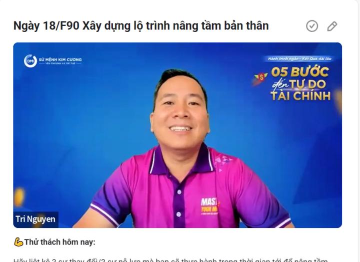 Ngày 18/F90 Xây dựng lộ trình nâng tầm bản thân