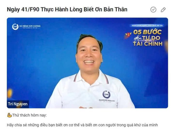 Ngày 41/F90 Thực Hành Lòng Biết Ơn Bản Thân