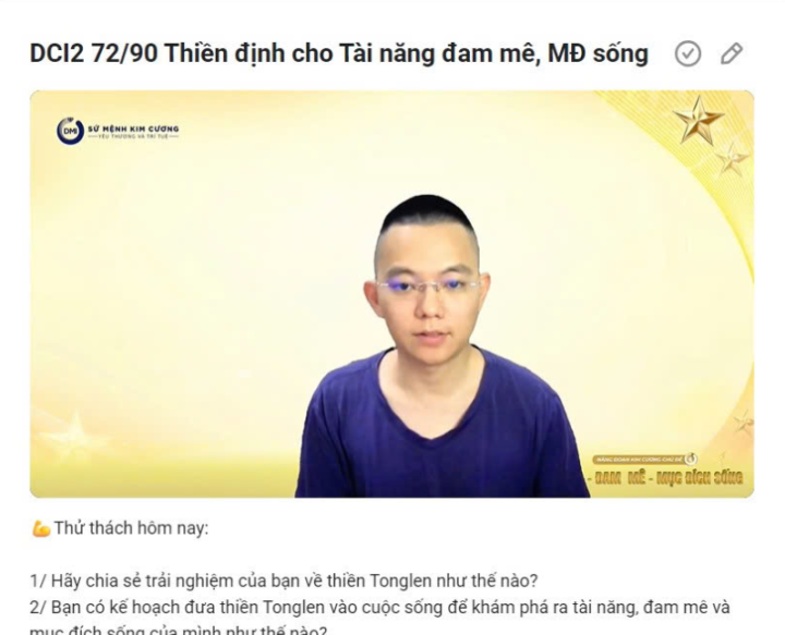 DCI2 72/90 Thiền định cho Tài năng đam mê, MĐ sống