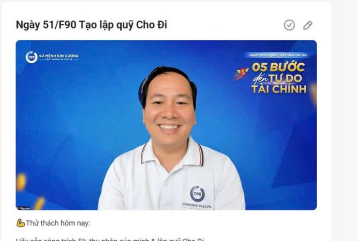 Ngày 51/F90 Tạo lập quỹ Cho Đi