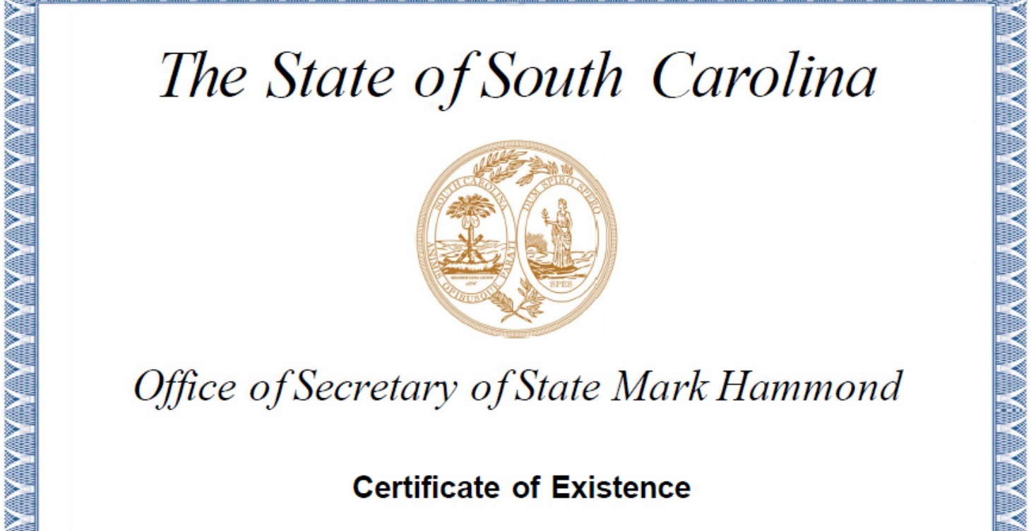 Get a Certificate of Existence/Good Standing in SC