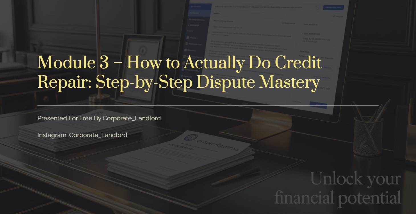 Module 3: Credit Repair Mastery