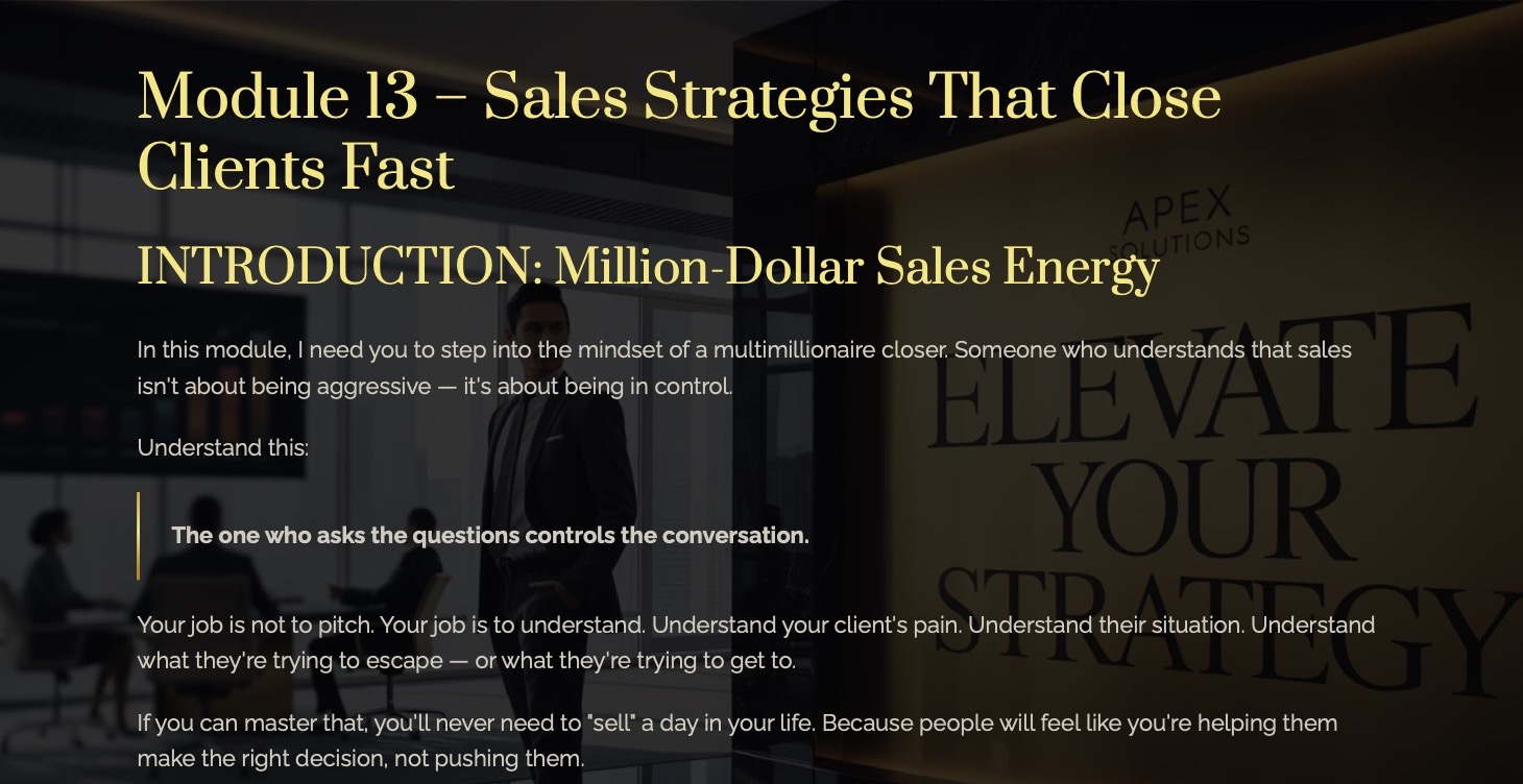 Module 13: Million-Dollar Sales Game