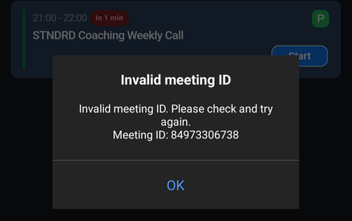 Meeting ID Issue