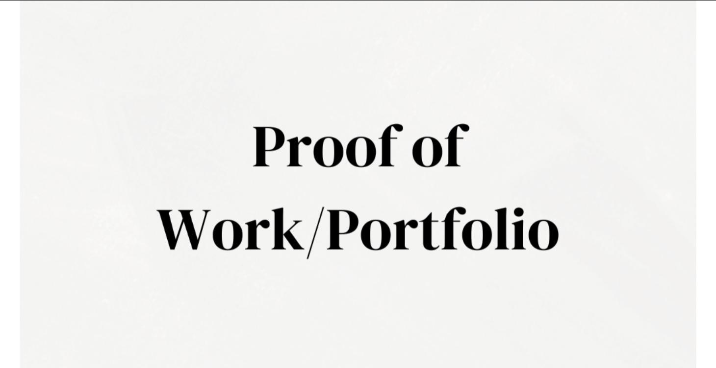 Proof of Work / Portfolio