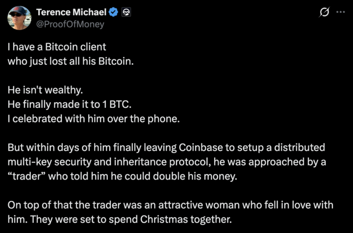 Guy lost 1 BTC by getting scammed by AI...