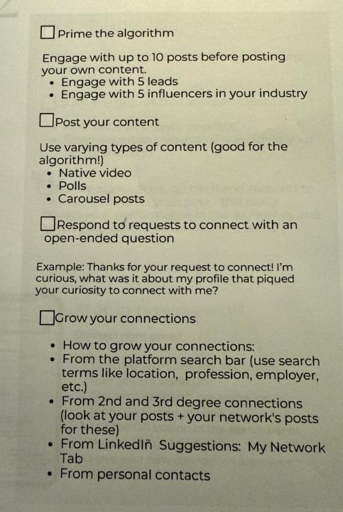 Marketing for LinkedIn Daily Checklist